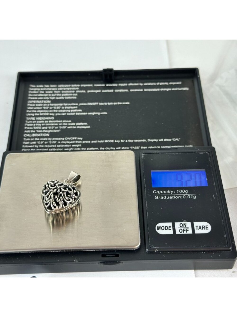 Sterling Silver Bow Ribbon Filigree Heart Pendant - Picture 6 of 6